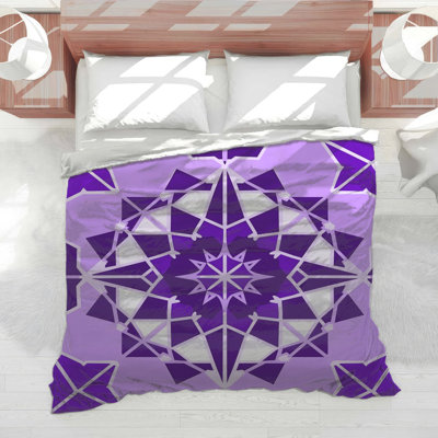 Édredon mauve à motif géométrique mauve