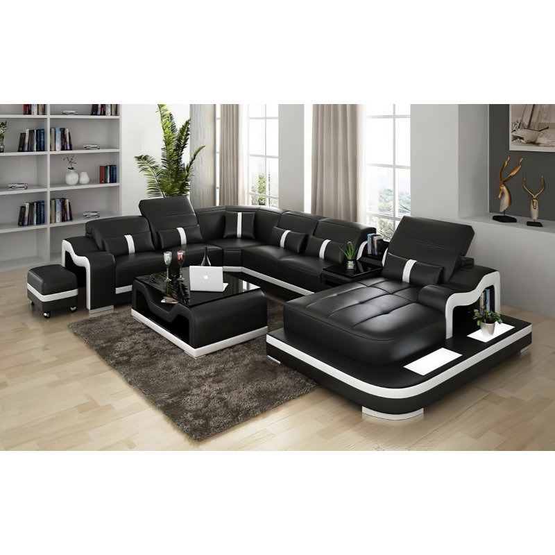 Arunvir Upholstered U-Shaped Sectional, Right Hand Facing