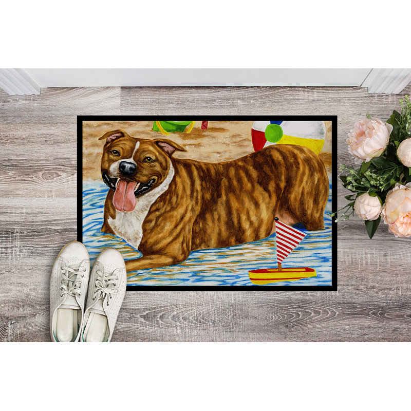 Tapis de porte pour l’extérieur antidérapant beach bum furniture staffie, Rectangle 2 pi x 3 pi