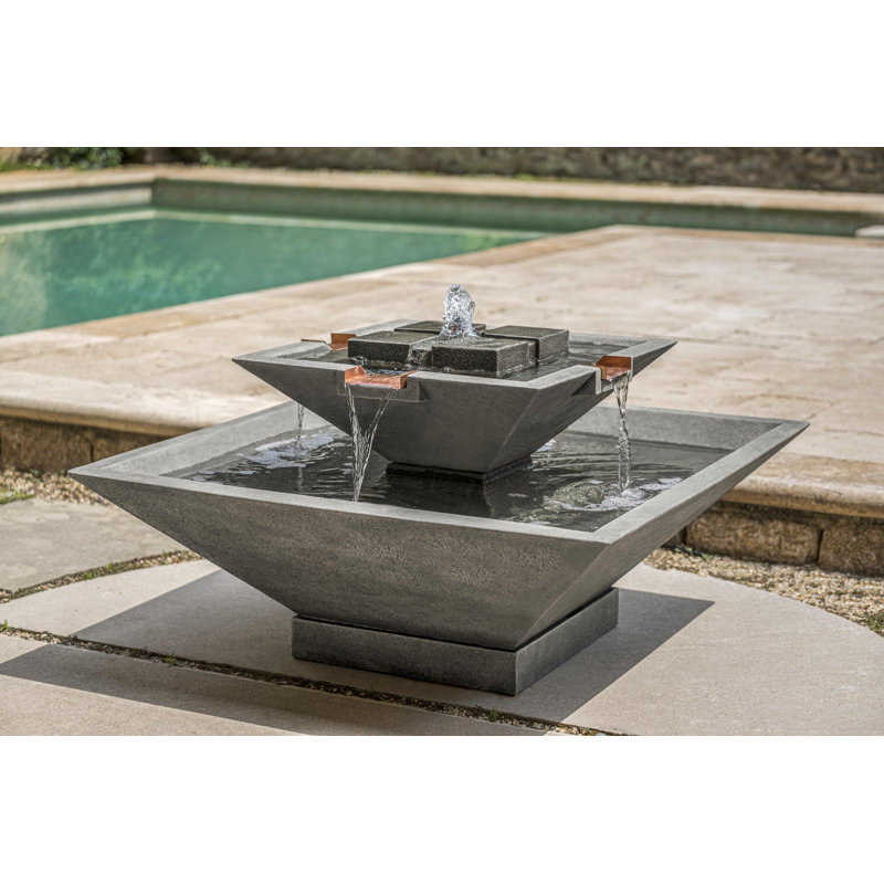 Hand Crafted Weather Resistant Floor Fountain, Large, Travertine