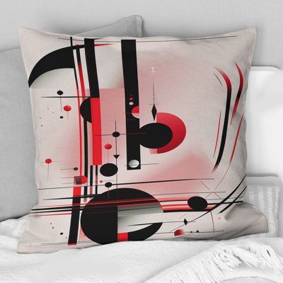 Coussin décoratif imprimé géométrique noir et rose In The Know