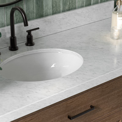 Tidworth Solid Wood Single Bathroom Vanity with 1.5'' Carrara Marble Top