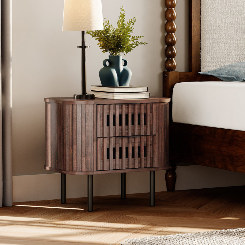 22.5 '' Fluted End Tables, Walnut