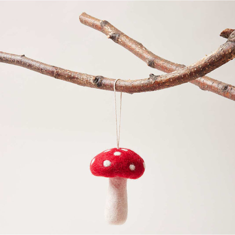 Nordic Felted Mushroom Ornament - Mini - Set of 6