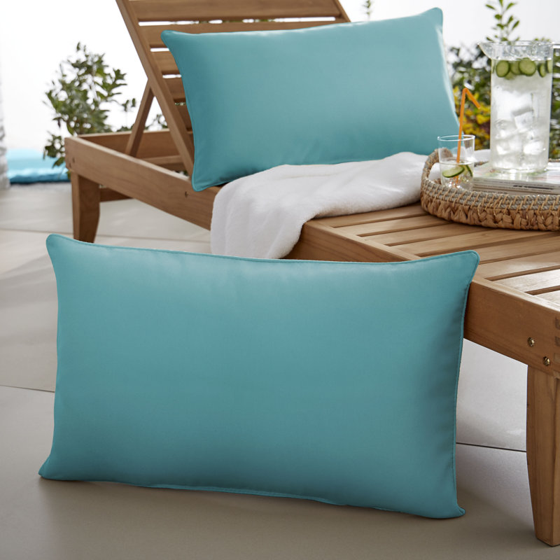 Selene Outdoor Reversible Throw Pillow, Aqua Blue, 16" x 26"