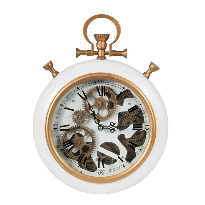 Metal Wall Clock, White/Gold