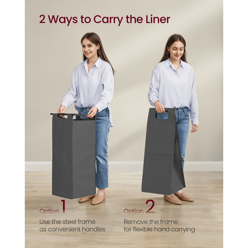 Laundry Basket, 29 Gal. (110 L) Laundry Hamper Sorter Cart With 2 Compartments, Storage Shelf, Wheels, Removable Bags, Pockets