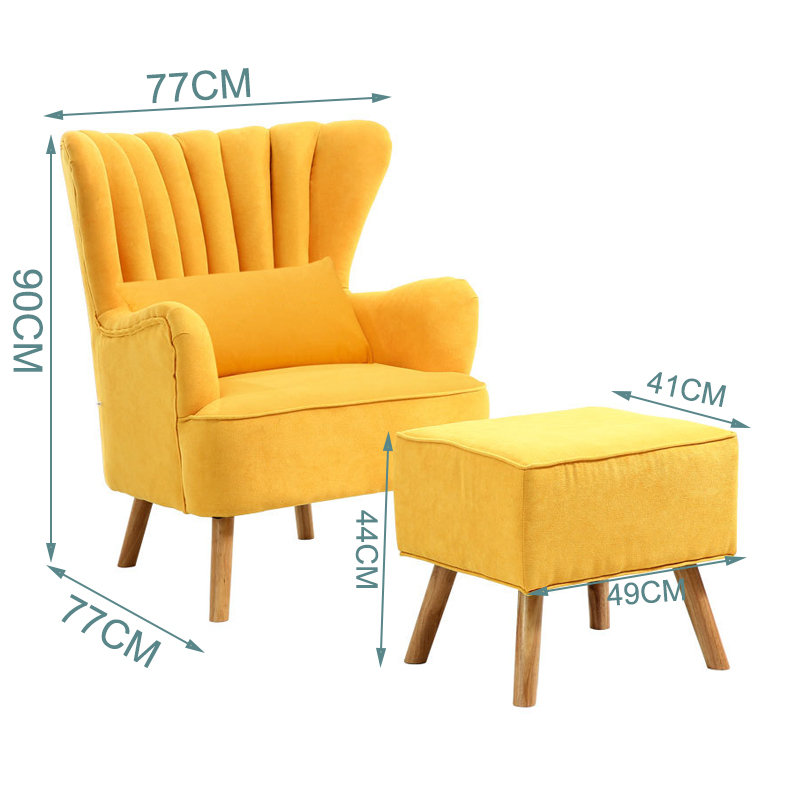 Sofa with cushion footstool, Yellow