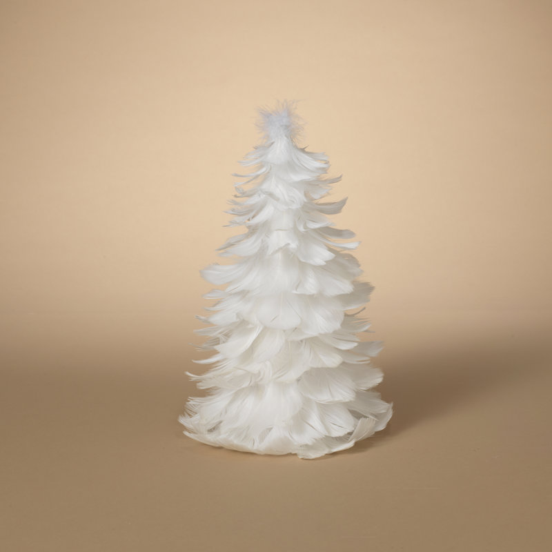 Glowing 12 in H White Feather Tree