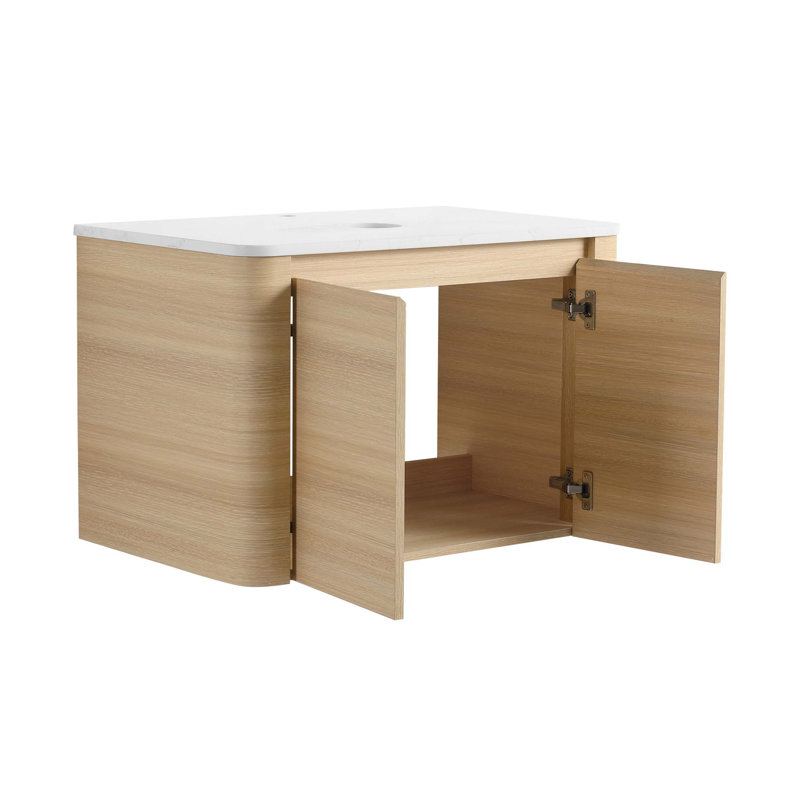 Meuble-lavabo mural 30 po et 2 portes à fermeture en douceur (meuble-lavabo seulement, sans le lavabo), Ameican White Oak