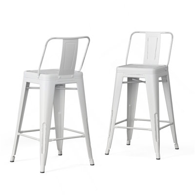 Rayne - 24" Metal Counter Height Stool (Set Of 2) - Distressed White