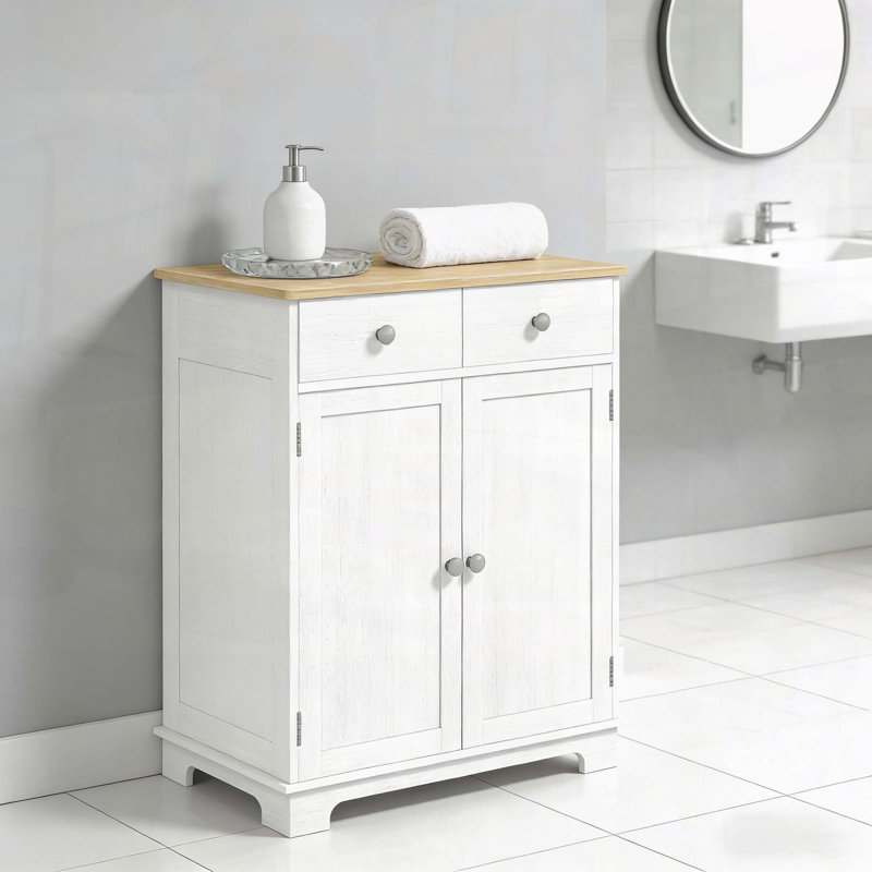 Armoire de plancher durable pour le rangement domestique, Naturel / Blanc