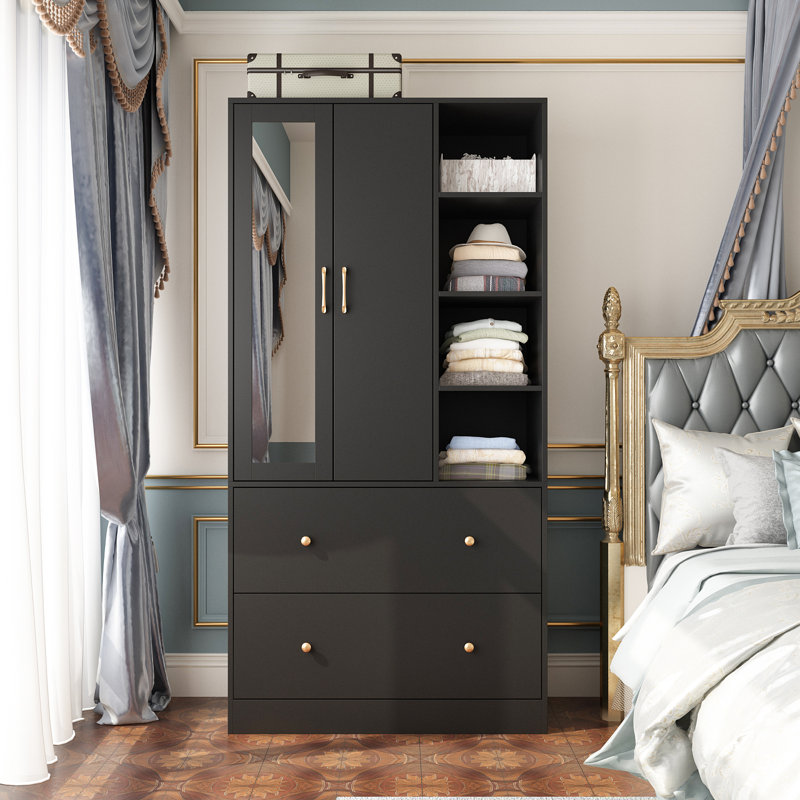 Ziyah Modern Wardrobe with Scalable Hanging Rod and Spacious Storage
