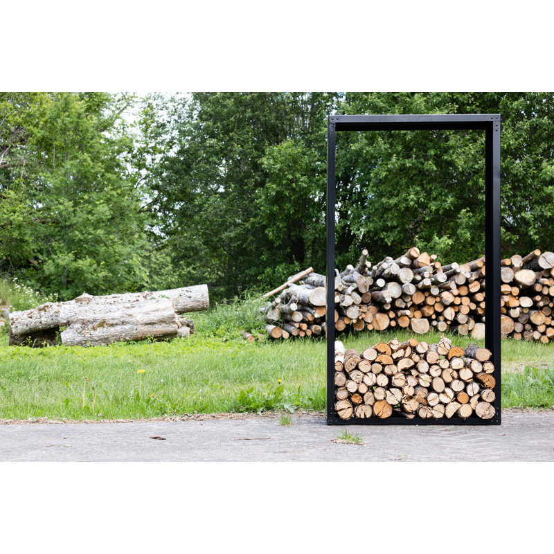 Janusz 100cm W Metal Log Rack, Black