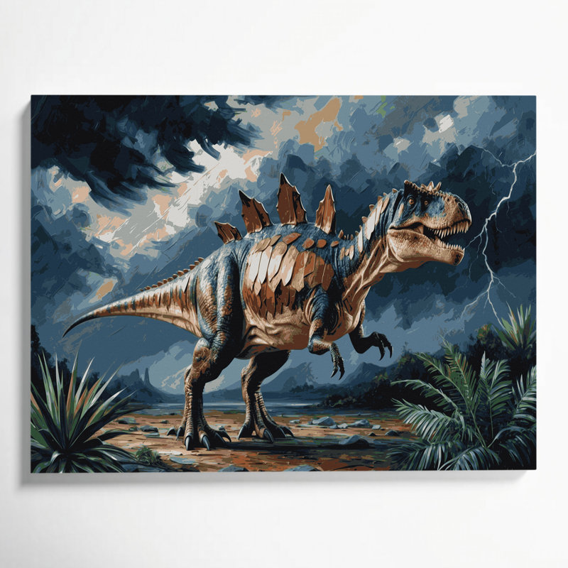 «Dinosaur Kentrosaurus», art mural sur toile grise, H 8 po x l 10 po
