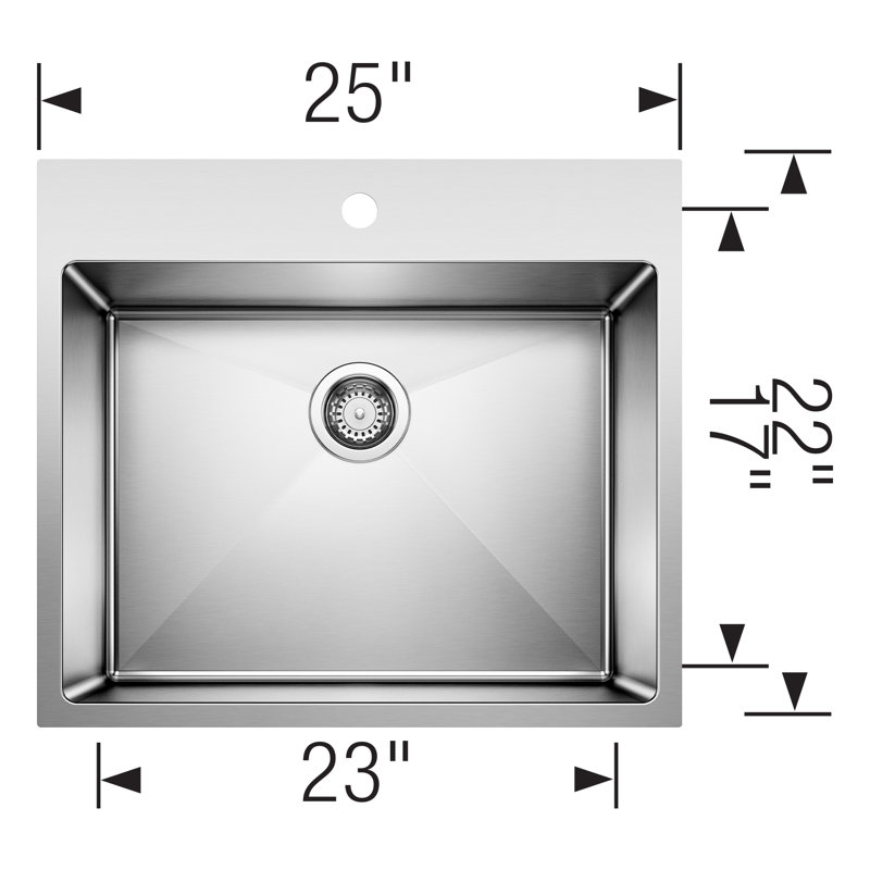 Quatrus 25" L x 22" W Drop-In/Undermount Stainless Steel Laundry Sink