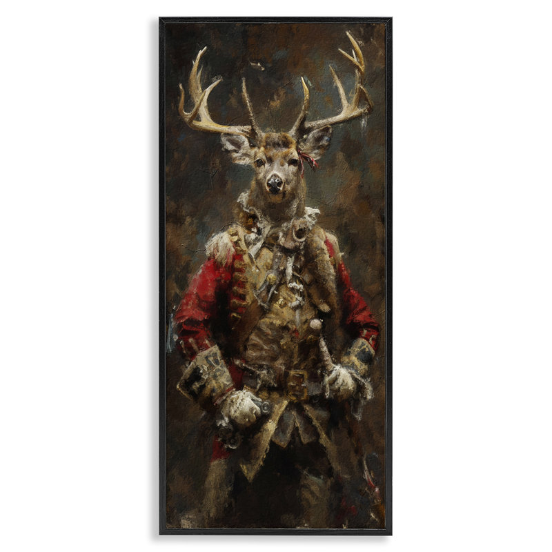 Regal Deer Portrait, art de la giclée encadrée par Sean Parnell, H 24 po x l 10 po, Giclée encadrée noir minuit