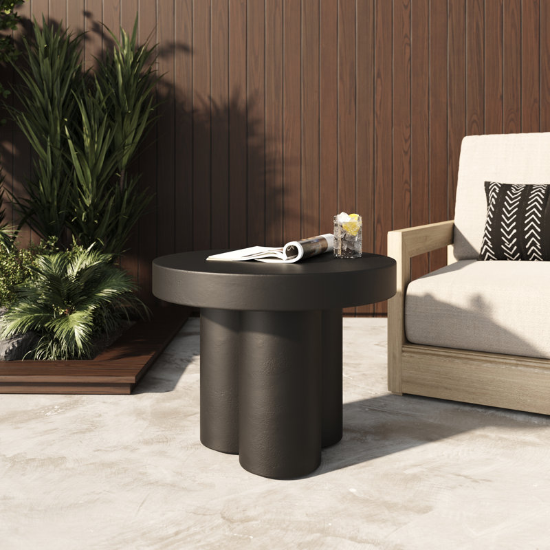 Kenneth Modern Concrete End Table, Black