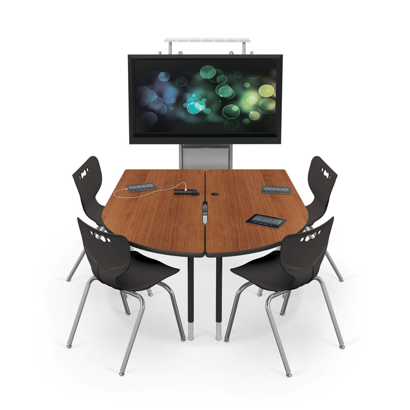 Hierarchy Novelty Height Adjustable 71.37'' L Training Table with Cable Management, Black, Amber Cherry