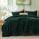 Ensembles d'édredon pour grand lit - 3 pièces de literie en molleton moelleux émeraude, esthétique rayée confortable pour les chambres modernes et d'amis, décoration intérieure de luxe toutes saisons