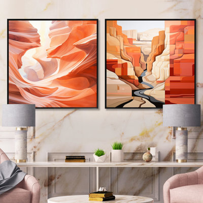 Abstract Canyon Desert Storm - ensemble de 2 collages carrés Canyon
