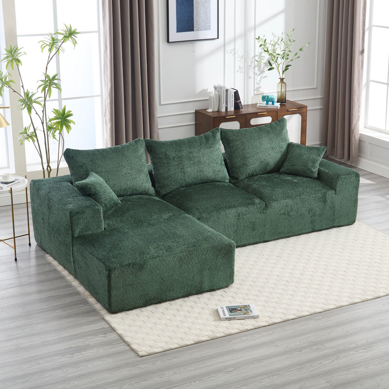 Canapé modulaire l 108,27 po Boucle, Chenille émeraude