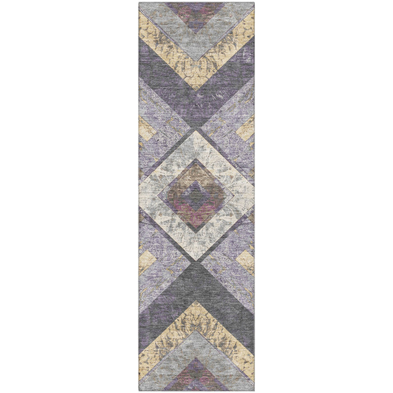 Premium Machine Washable Millbrook AMF1955 Geometric Rug, Runner 2'3" x 7'6"