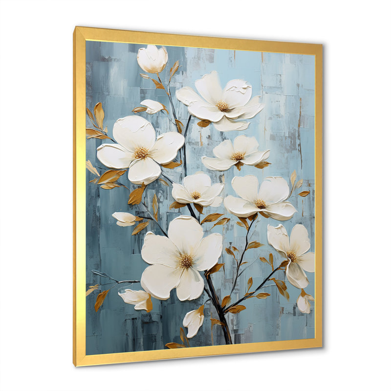 Paix bleue et blanche - impression, H 44 po x l 34 po x P 1,5 po, Cadre doré simple