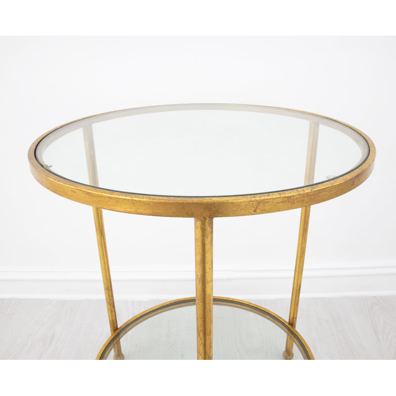 Lilia End Table, Antiqued Gold Leaf