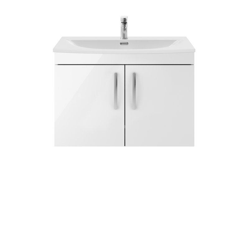 Athena 810mm Single Bathroom Vanity with Integrated Vitreous China Basin, Gloss White