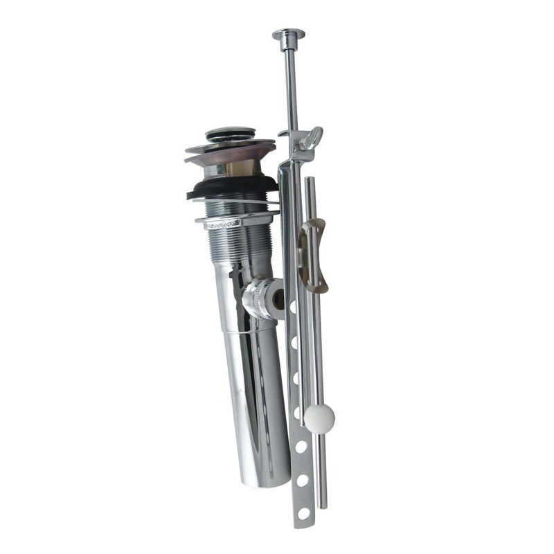 Pop-Up Lavatory Drain Assembly with Lift Rod and Overflow Holes-Exposed, Polished Chrome