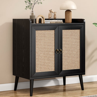 Buffet avec rangement, armoire à boissons avec portes en rotin, crédence pour la salle à manger, le salon, le couloir