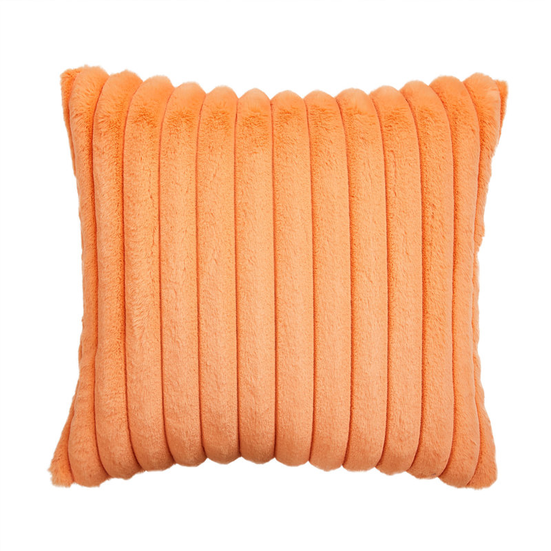 Faux Fur Reversible Throw Pillow, Orange, 20"H x 20"W