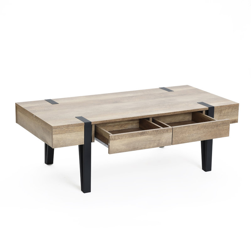 47.4'' W Mid-Century Modern Coffee Table with 2-Drawer Storage