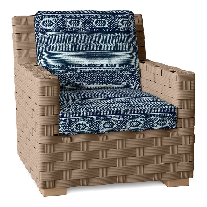 St. Barts Outdoor Lounge Chair, St. Barts Hemp, Batik Navy