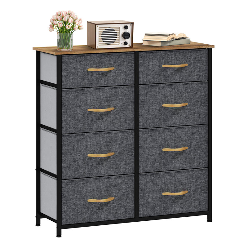 8 Drawer  Chest of Drawers 85.6cm W Bedroom Drawers, Grey
