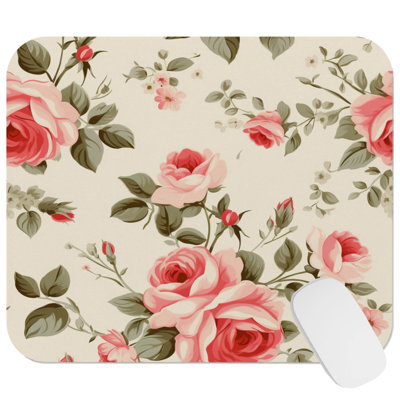Floral Rose Flowers Petals VII Gaming Cute Office Laptop Desk Pad Gift Mat Square Rectangle Non-Slip Mousepad