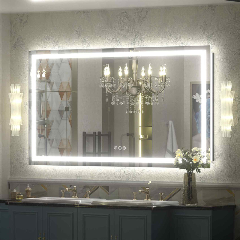 Wayfair Basics® UL Certified Front & Back LED Anti-Fog Tempered Glass Bathroom/Vanity Mirror with 3-Year Warranty, 55" x 30"