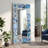 "Blue & White Tiles" Rectangular Beveled Mirror on Free Floating Reverse Printed Tempered Art Glass