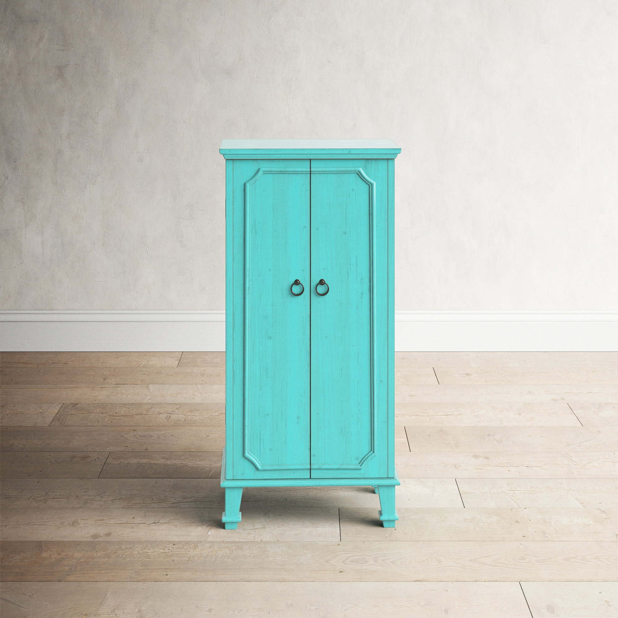 Maddox Jewelry Armoire with Mirror, Turquoise