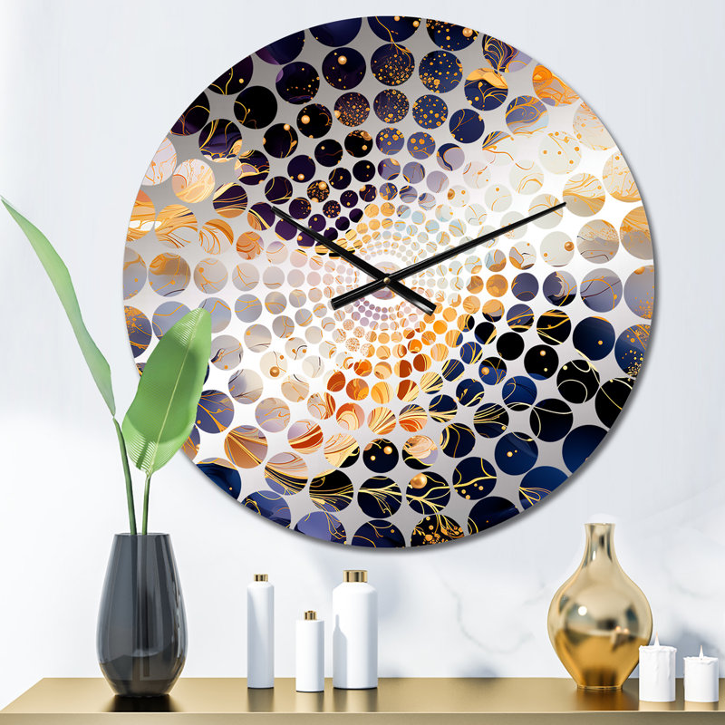 Horloge murale en marbre Gold Cosmic Intrigue, Médium