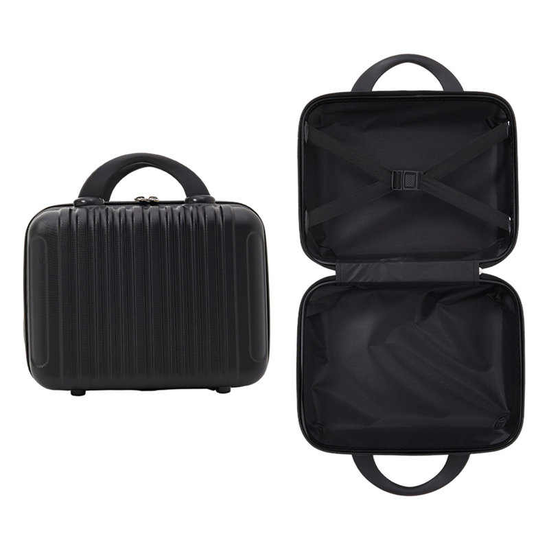 14-Inch Portable Hard Shell Travel Makeup Case with Elastic Strap, Black