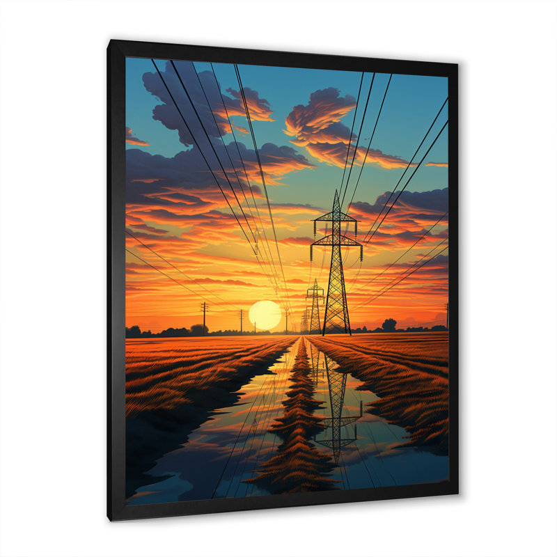 Lignes électriques jaunes - Horizons électriques - impressions sur toile de paysages urbains, H 32 po x l 24 po x P 1 po