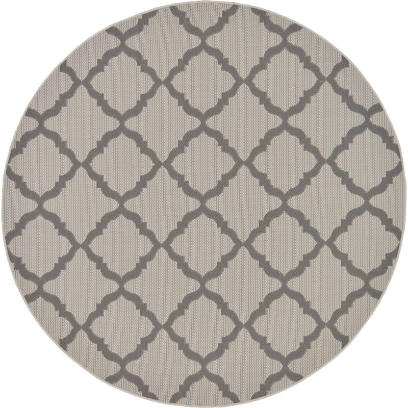 Templepatrick Geometric Indoor / Outdoor Rug, Round 6'