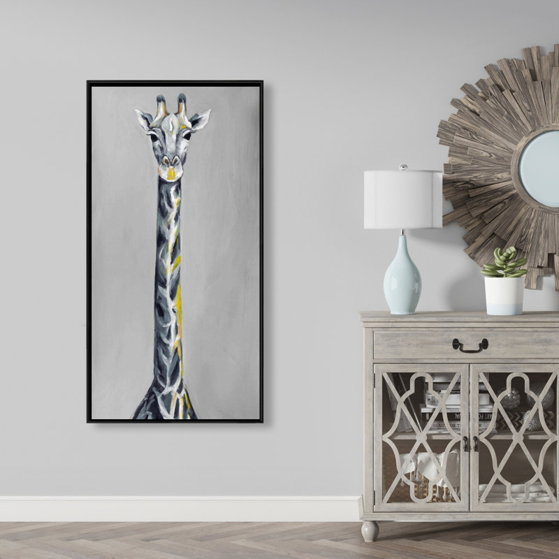 Steel blue giraffe - 24"x48" Framed canvas