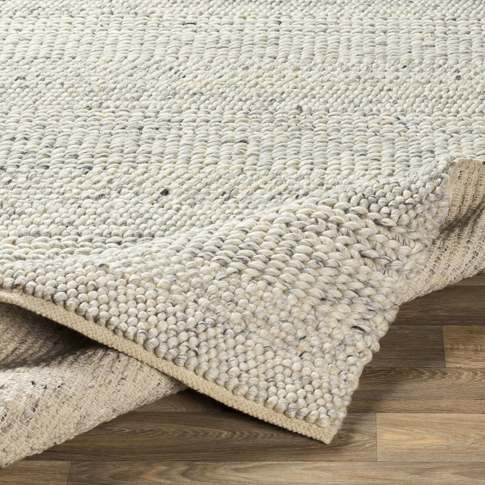 Zekia Beige Gray Flatweave Wool Rug, Runner 2'6" x 10'