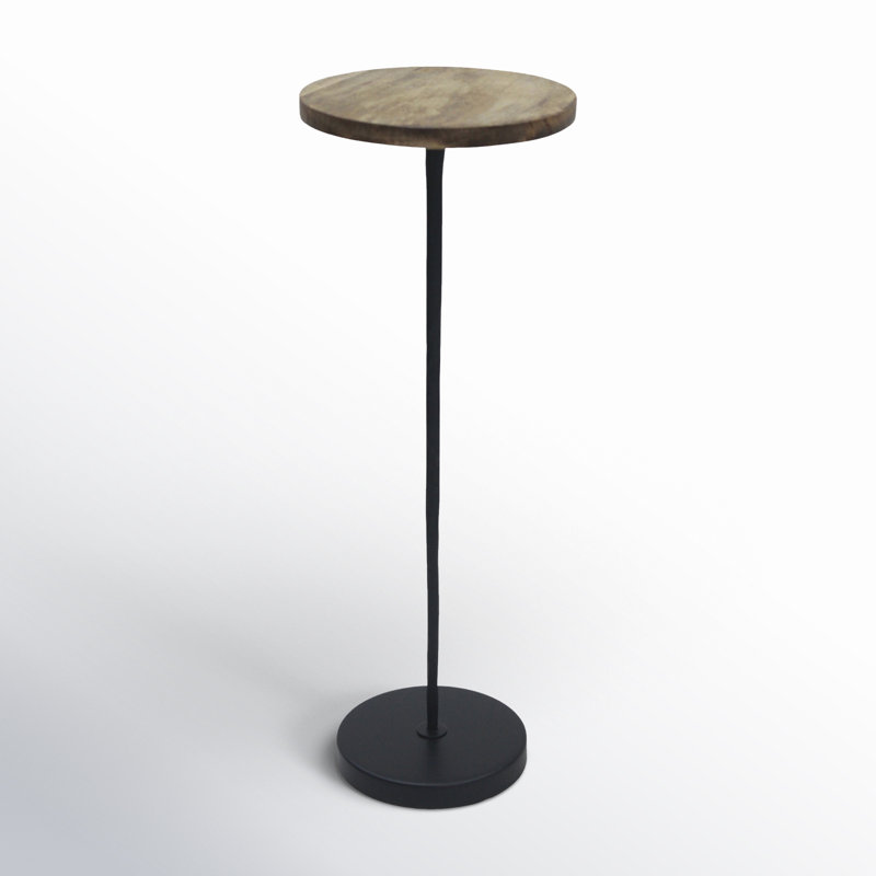 Metal and Marble 21"H Side Drink Table for Elegant and Functional Accent, Dark Brown