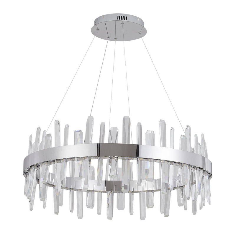 10 - Light Unique / Statement Geometric LED Chandelier with Crystal Accents