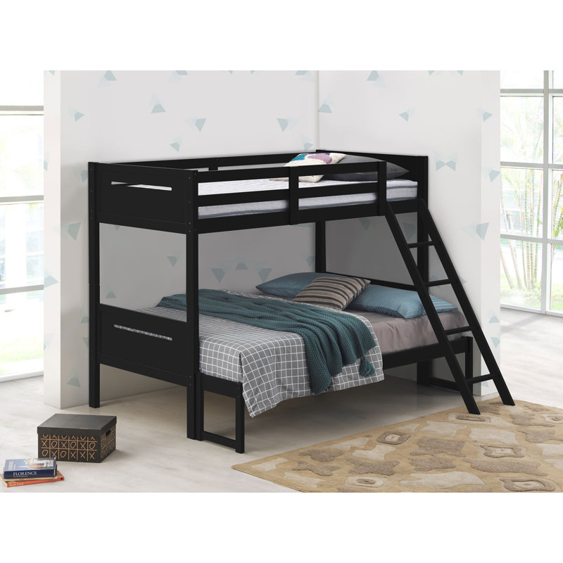 Anderson Wood Twin Over Full Bunk Bed Black, Black, Twin Over Full
