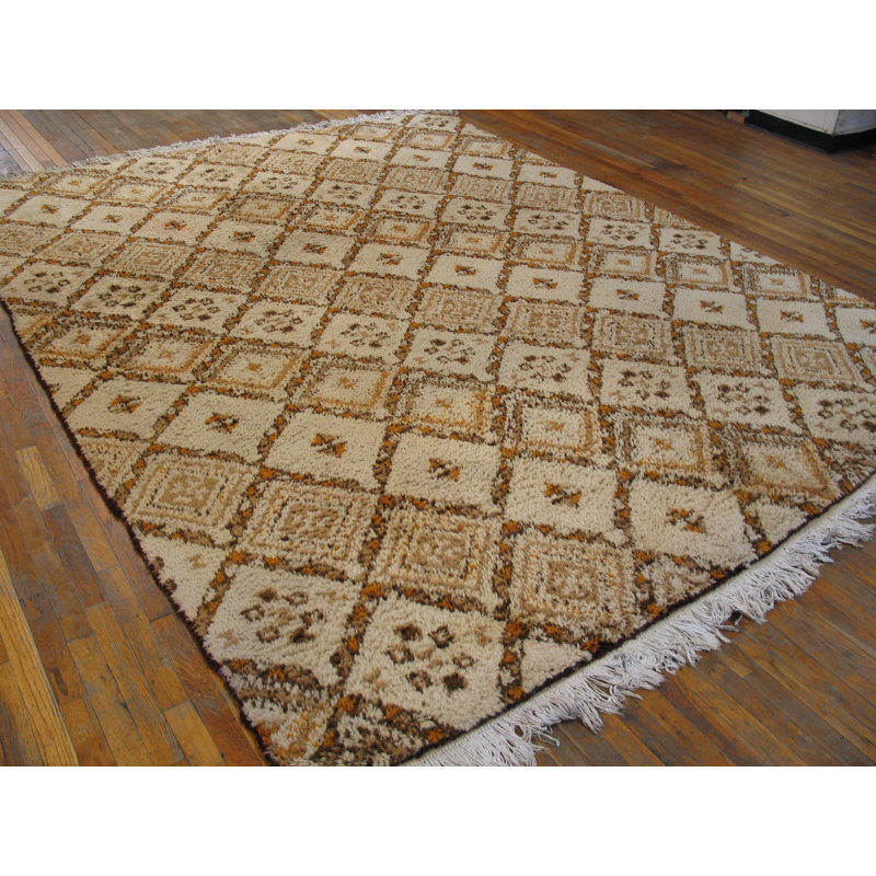 Ivory Vintage Berber Moroccan Room Size Tribal Rabat Rug